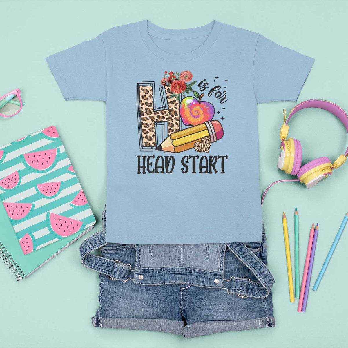 Back To School T Shirt For Kid H Is For Head Start Pencil Apple Flower - Wonder Print Shop