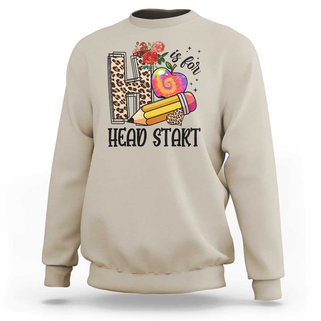 Back To School Sweatshirt H Is For Head Start Pencil Apple Flower - Wonder Print Shop