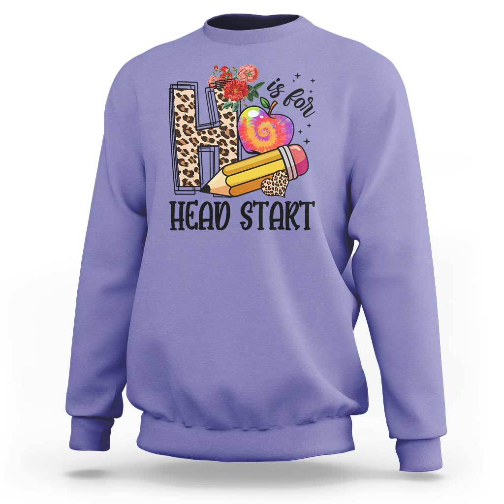 Back To School Sweatshirt H Is For Head Start Pencil Apple Flower - Wonder Print Shop