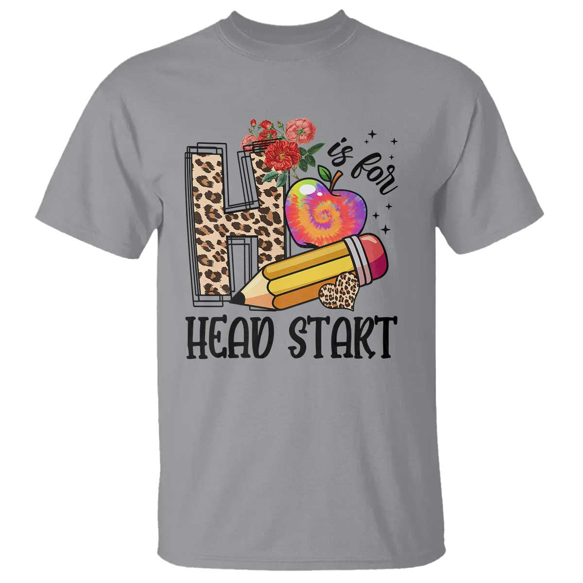 Back To School T Shirt H Is For Head Start Pencil Apple Flower - Wonder Print Shop