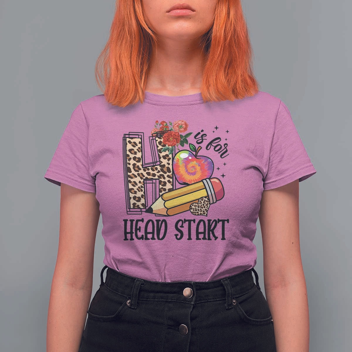 Back To School T Shirt For Women H Is For Head Start Pencil Apple Flower - Wonder Print Shop