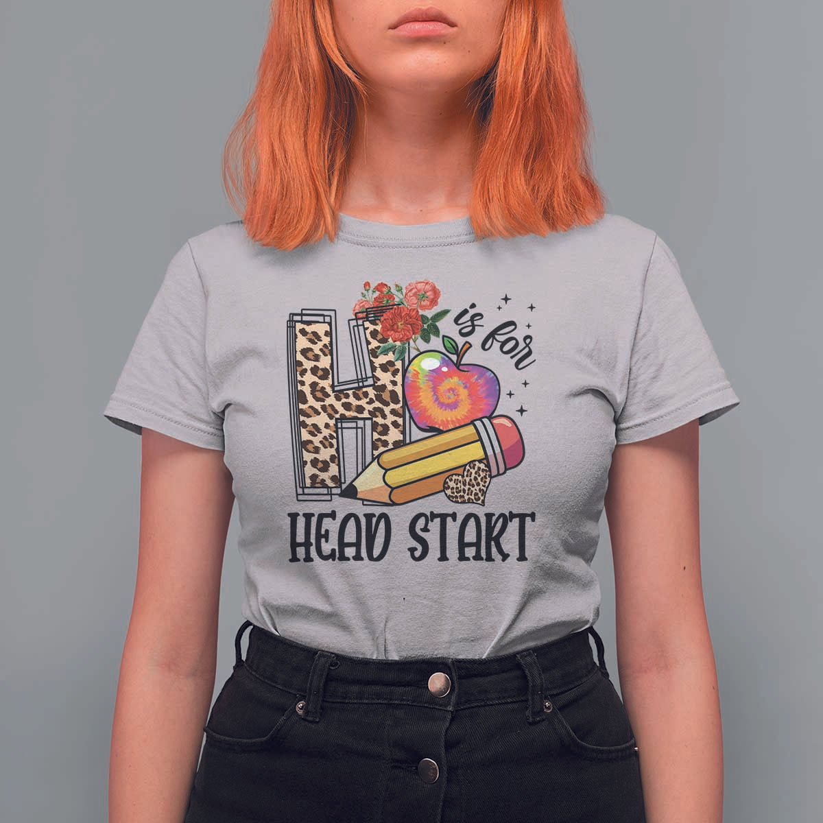 Back To School T Shirt For Women H Is For Head Start Pencil Apple Flower - Wonder Print Shop