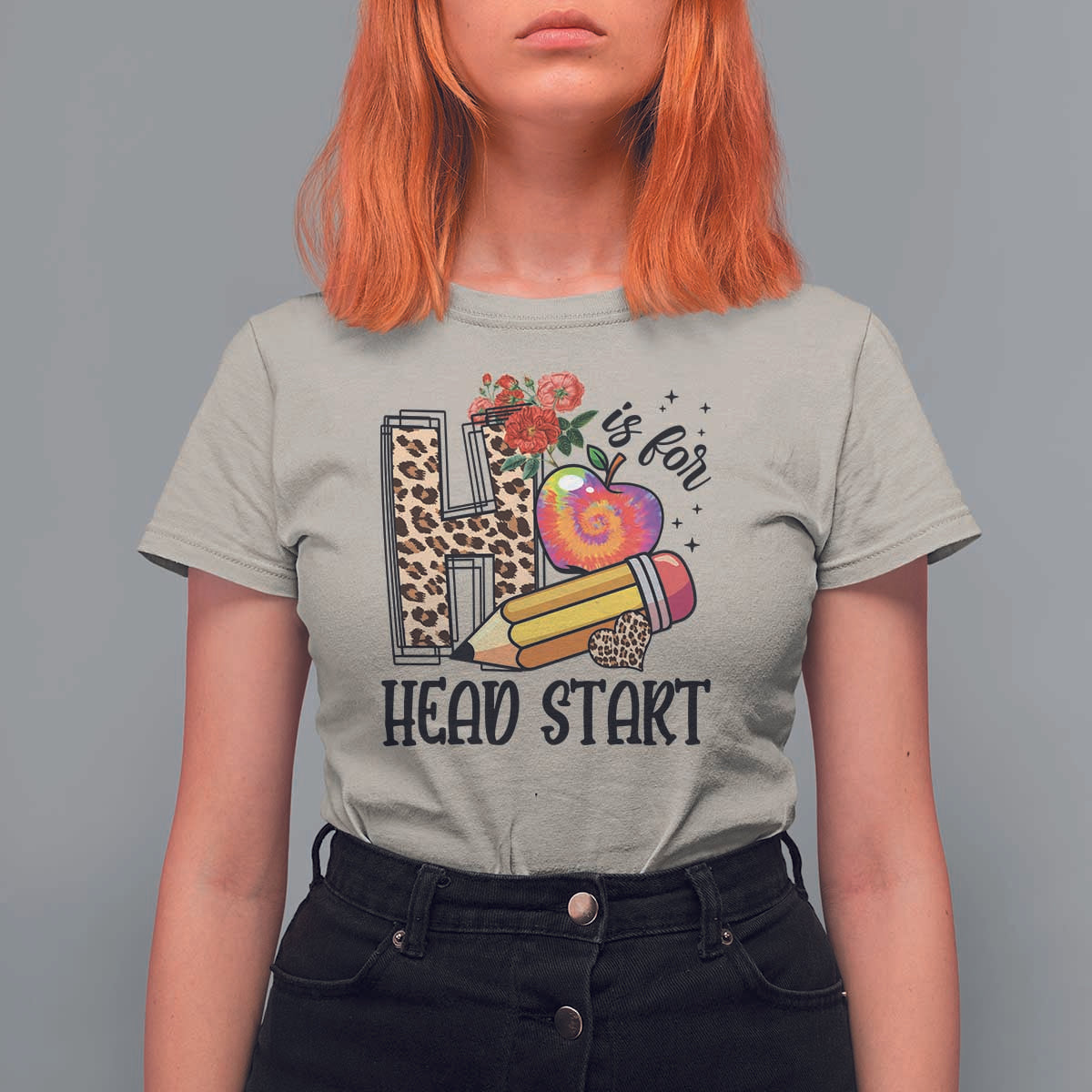 Back To School T Shirt For Women H Is For Head Start Pencil Apple Flower - Wonder Print Shop