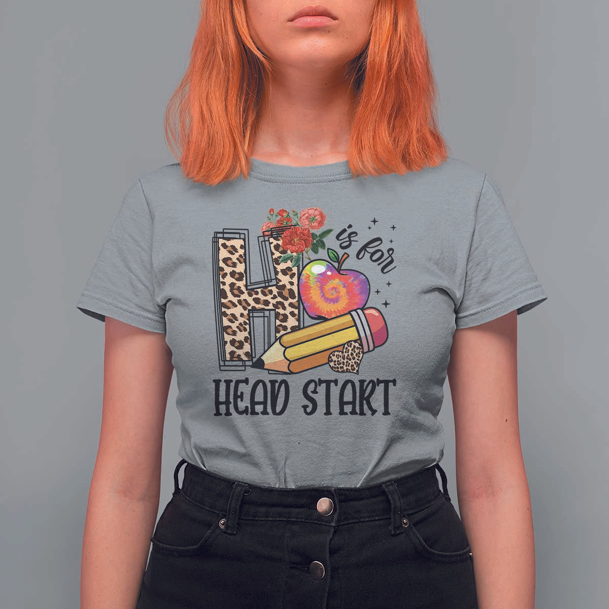 Back To School T Shirt For Women H Is For Head Start Pencil Apple Flower - Wonder Print Shop