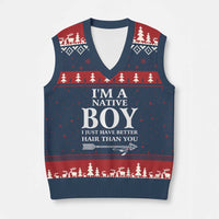 I Am A Native Boy I Just Have Better Hair Than You V-Neck Knit Sweater Vest Indian American Arrow - Wonder Print Shop