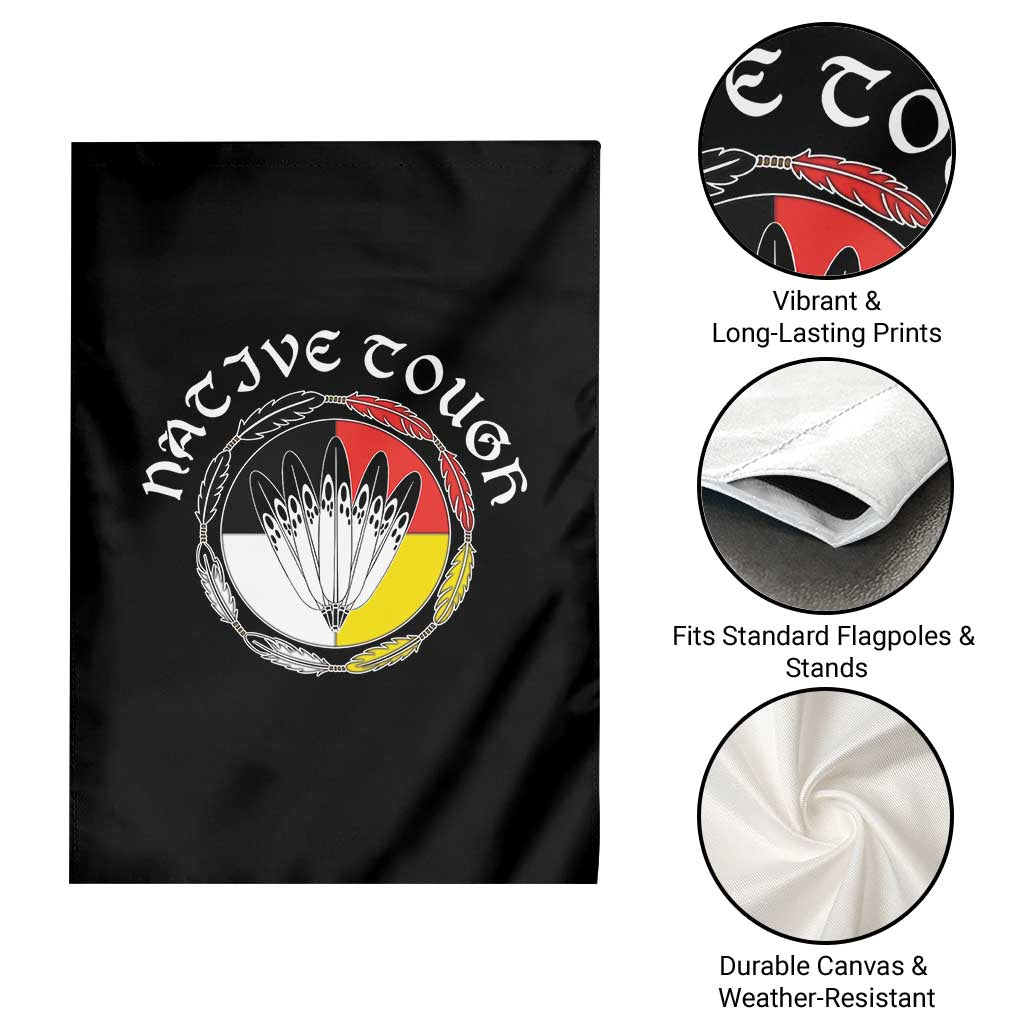 Native Tough Garden Flag Indian American Medicine Wheel Feathers - Wonder Print Shop