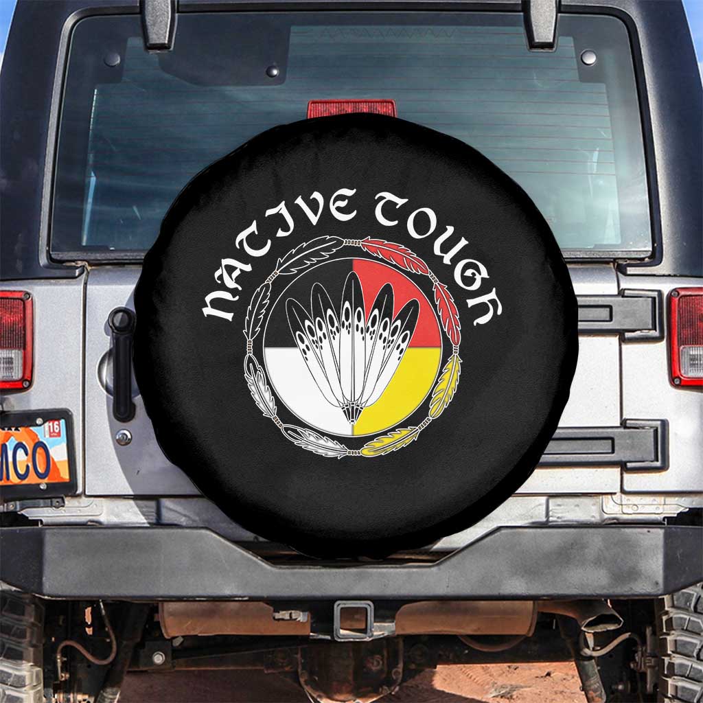 Native Tough Spare Tire Cover Indian American Medicine Wheel Feathers - Wonder Print Shop