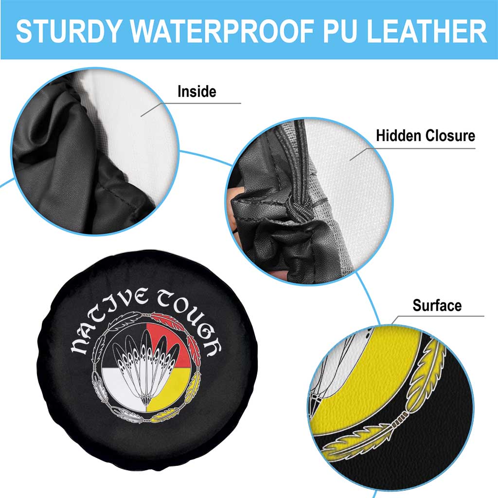 Native Tough Spare Tire Cover Indian American Medicine Wheel Feathers - Wonder Print Shop