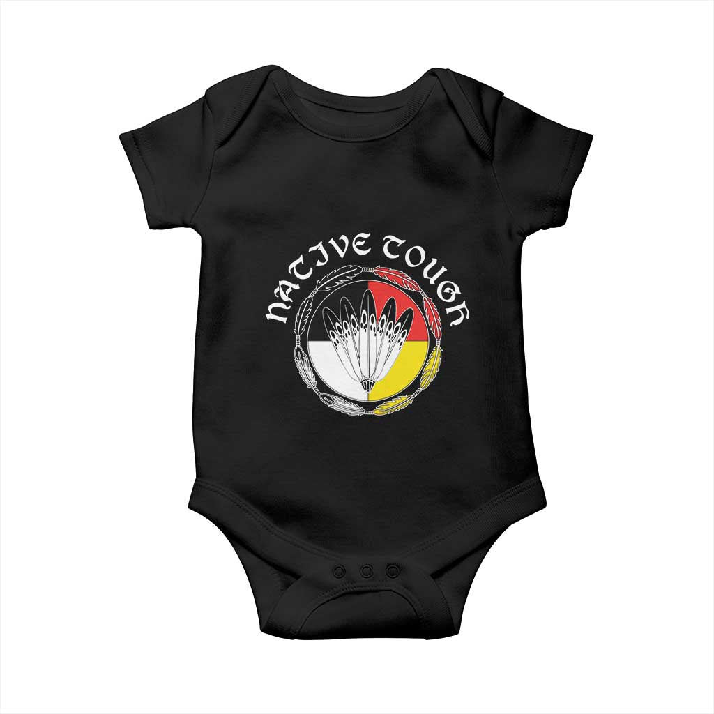 Native Tough Baby Onesie Indian American Medicine Wheel Feathers - Wonder Print Shop