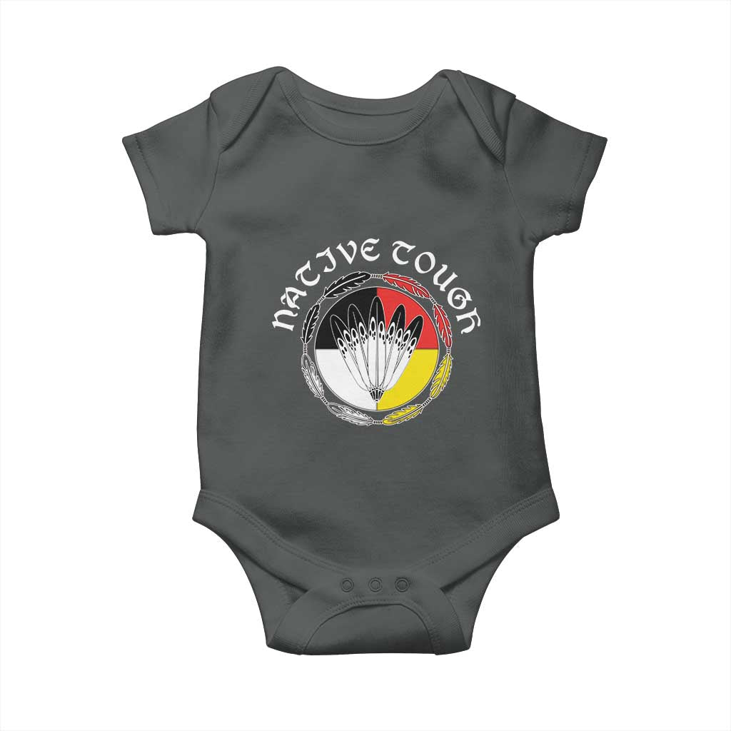 Native Tough Baby Onesie Indian American Medicine Wheel Feathers - Wonder Print Shop