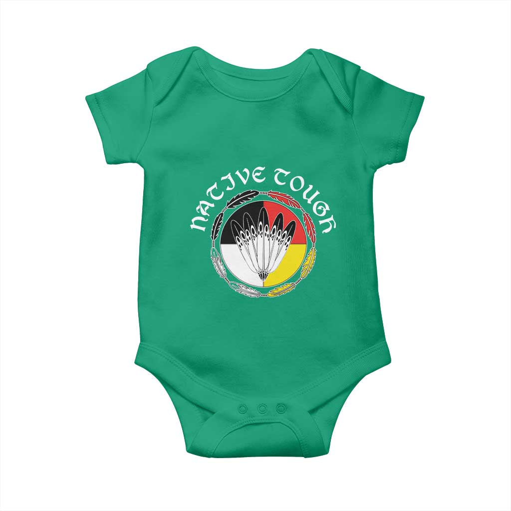 Native Tough Baby Onesie Indian American Medicine Wheel Feathers - Wonder Print Shop