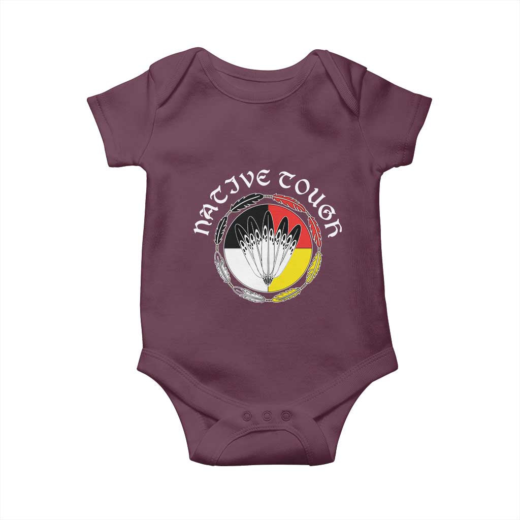 Native Tough Baby Onesie Indian American Medicine Wheel Feathers - Wonder Print Shop