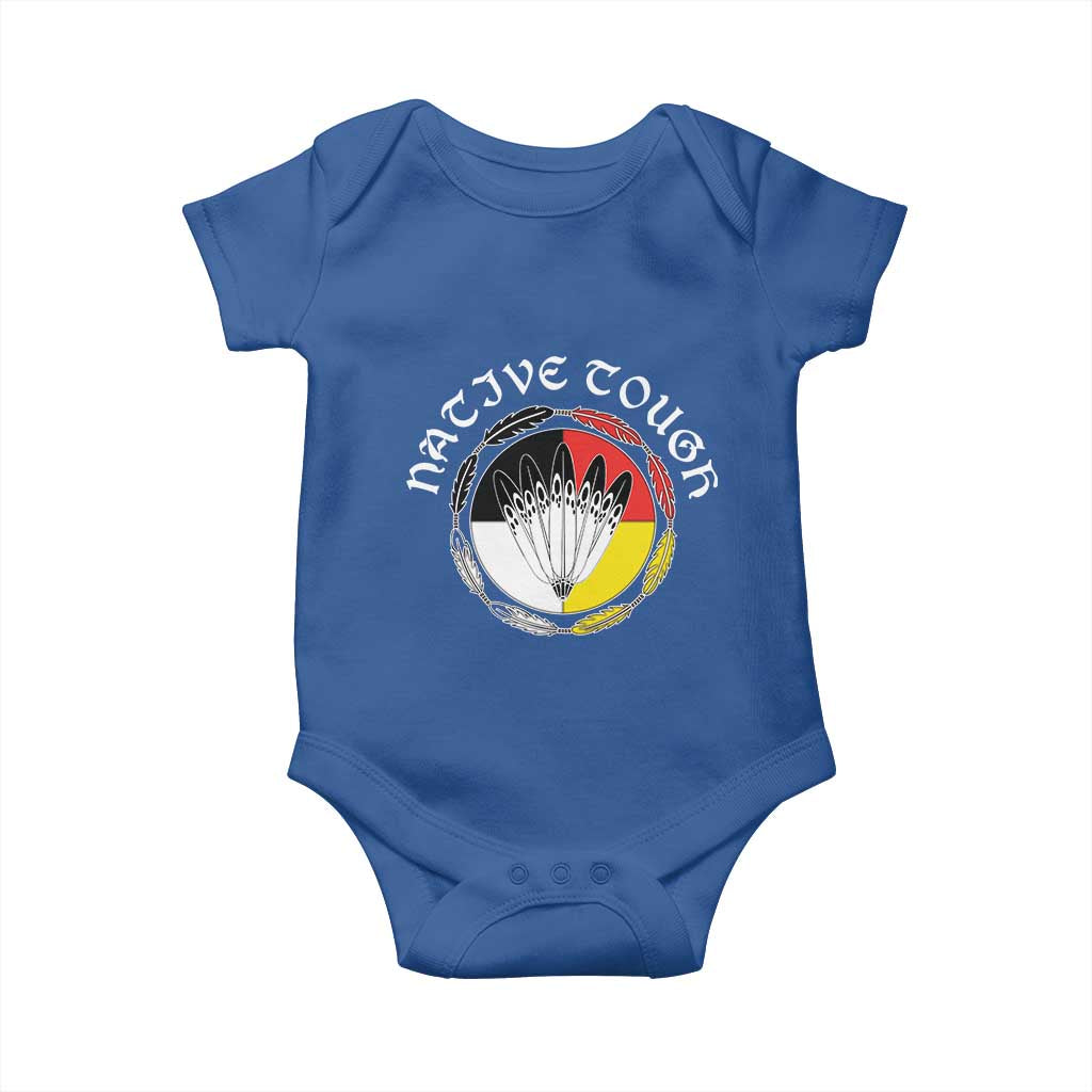 Native Tough Baby Onesie Indian American Medicine Wheel Feathers - Wonder Print Shop
