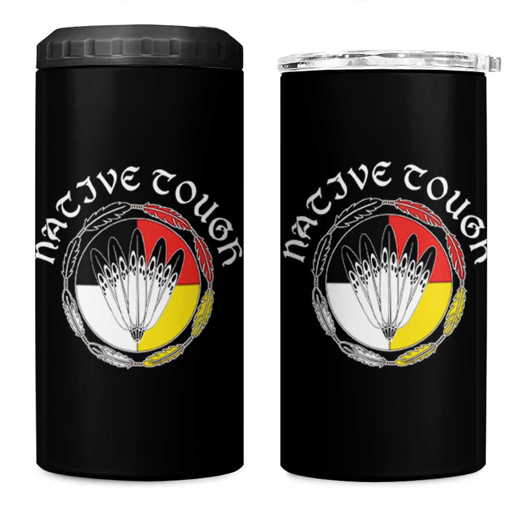Native Tough 4 in 1 Can Cooler Tumbler Indian American Medicine Wheel Feathers - Wonder Print Shop