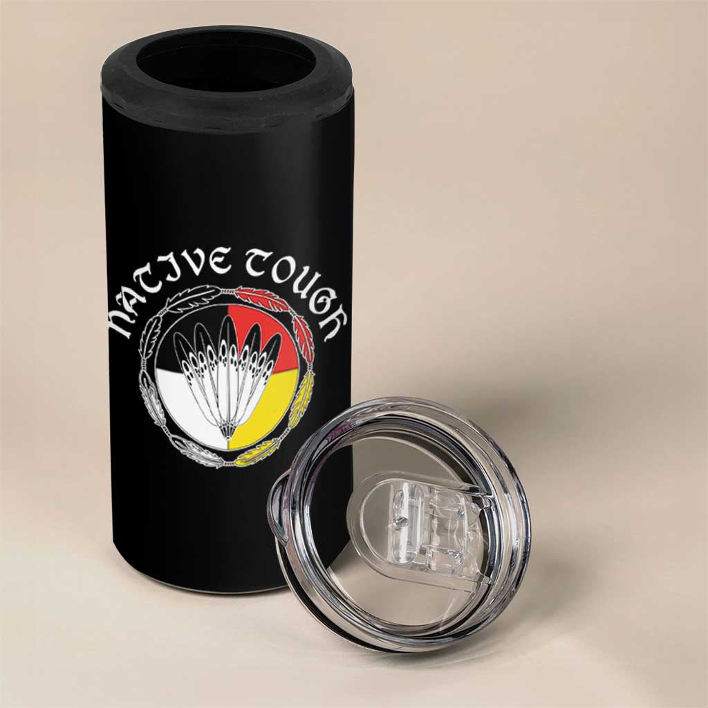 Native Tough 4 in 1 Can Cooler Tumbler Indian American Medicine Wheel Feathers - Wonder Print Shop