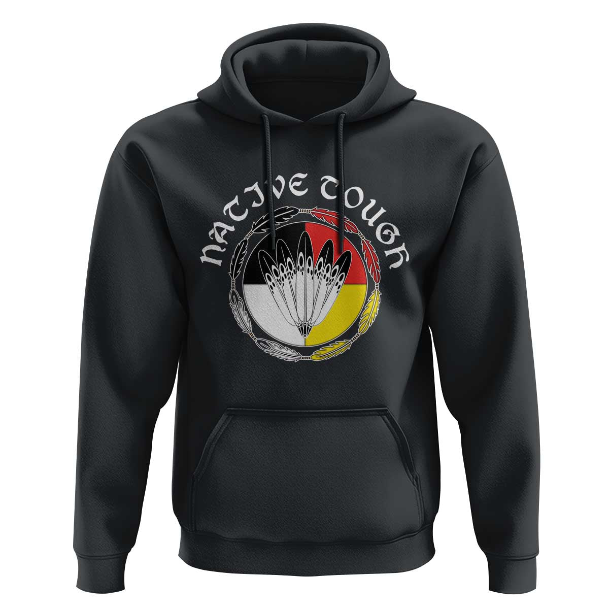 Native Tough Hoodie Indian American Medicine Wheel Feathers - Wonder Print Shop
