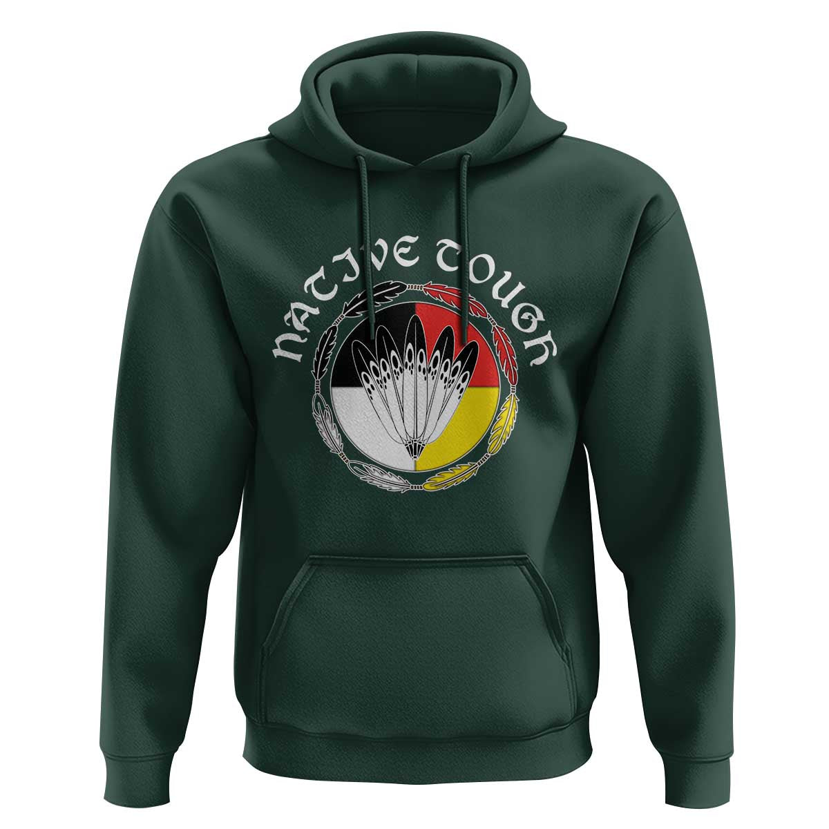 Native Tough Hoodie Indian American Medicine Wheel Feathers - Wonder Print Shop