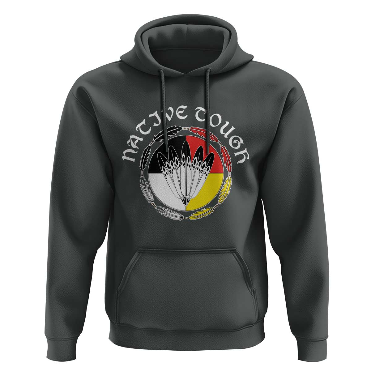 Native Tough Hoodie Indian American Medicine Wheel Feathers - Wonder Print Shop