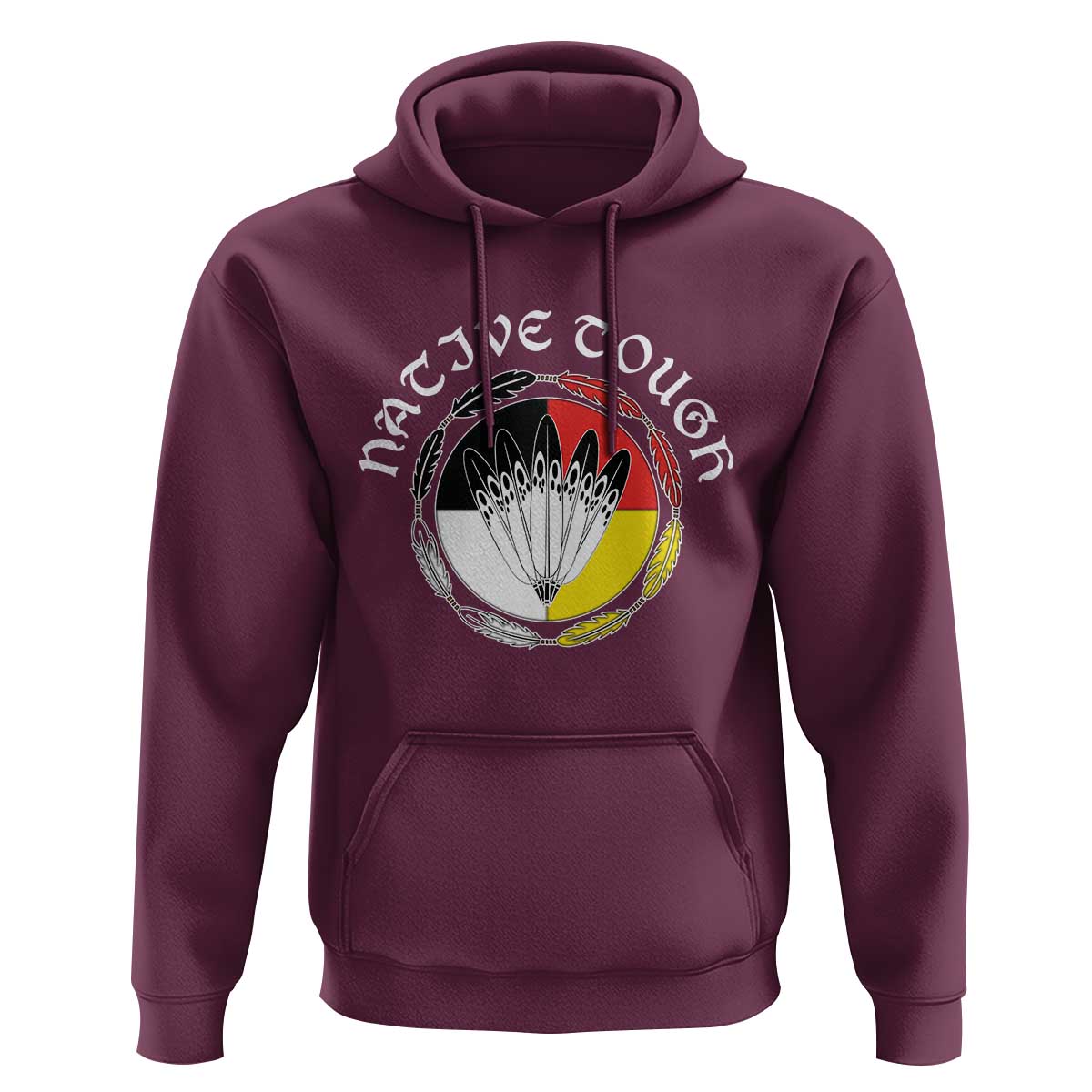 Native Tough Hoodie Indian American Medicine Wheel Feathers - Wonder Print Shop