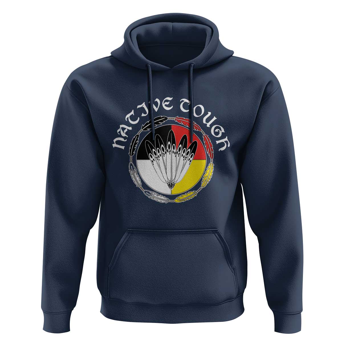 Native Tough Hoodie Indian American Medicine Wheel Feathers - Wonder Print Shop