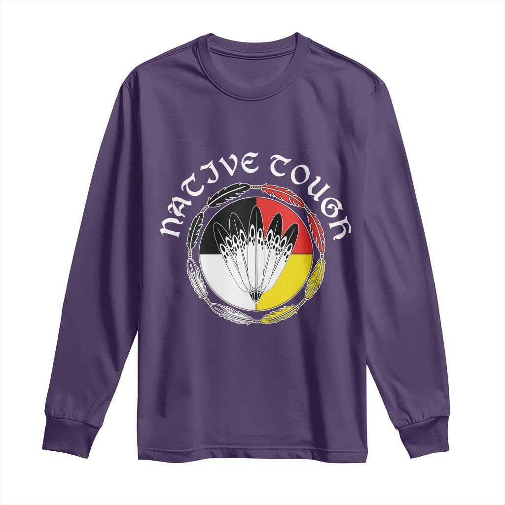 Native Tough Long Sleeve Shirt Indian American Medicine Wheel Feathers - Wonder Print Shop