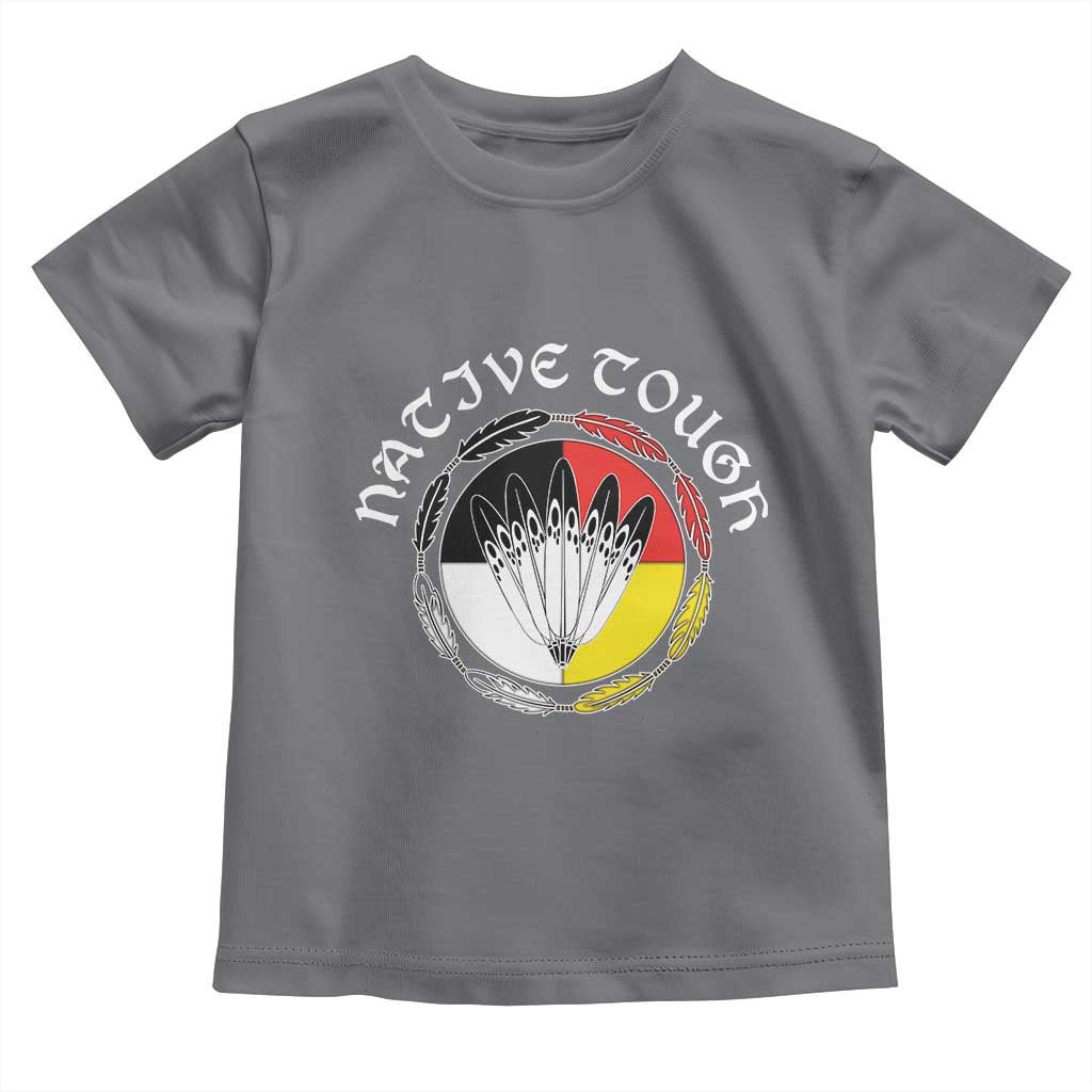 Native Tough Toddler T Shirt Indian American Medicine Wheel Feathers - Wonder Print Shop