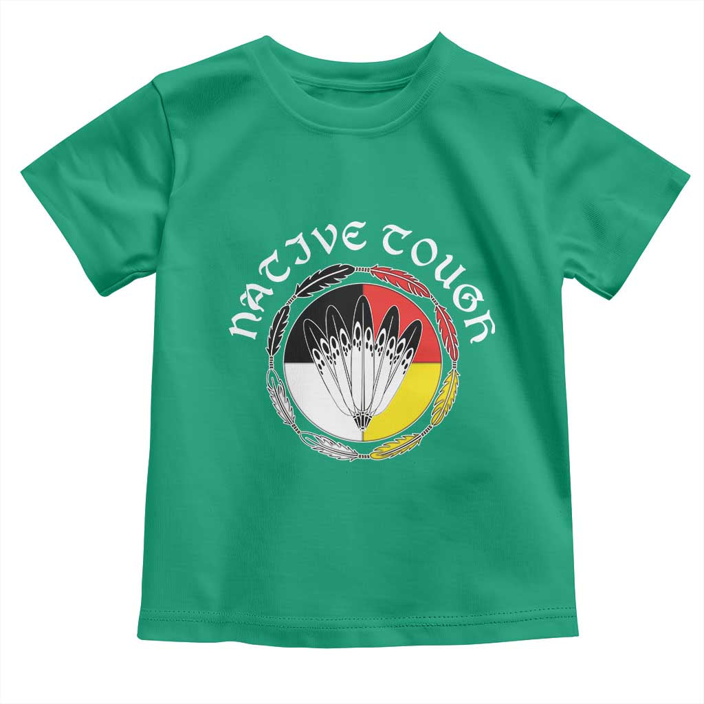 Native Tough Toddler T Shirt Indian American Medicine Wheel Feathers - Wonder Print Shop