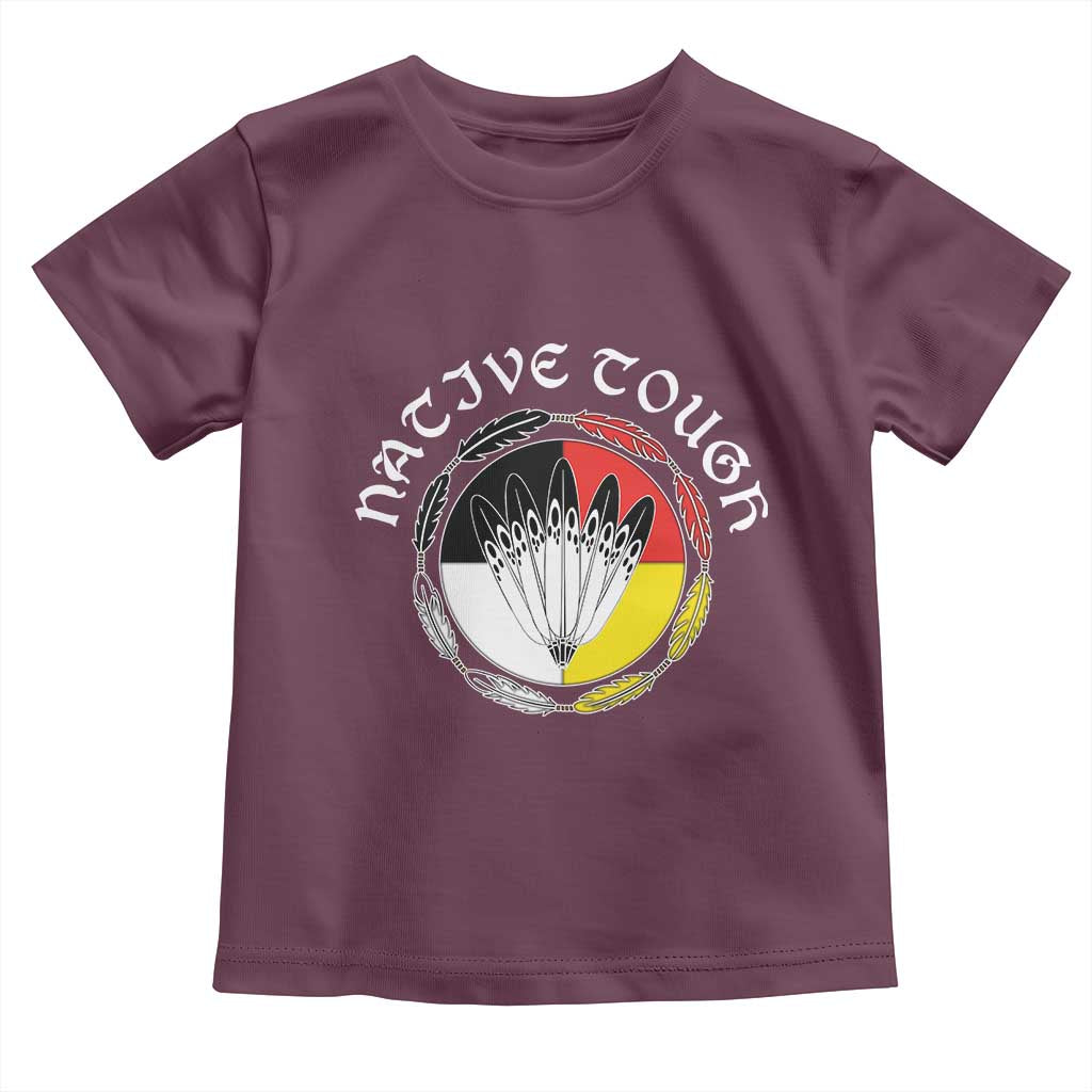 Native Tough Toddler T Shirt Indian American Medicine Wheel Feathers - Wonder Print Shop
