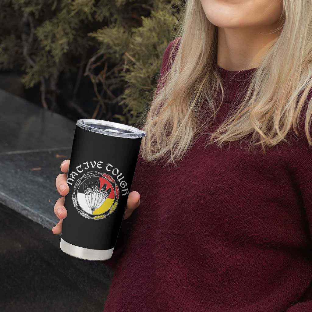 Native Tough Tumbler Cup Indian American Medicine Wheel Feathers - Wonder Print Shop