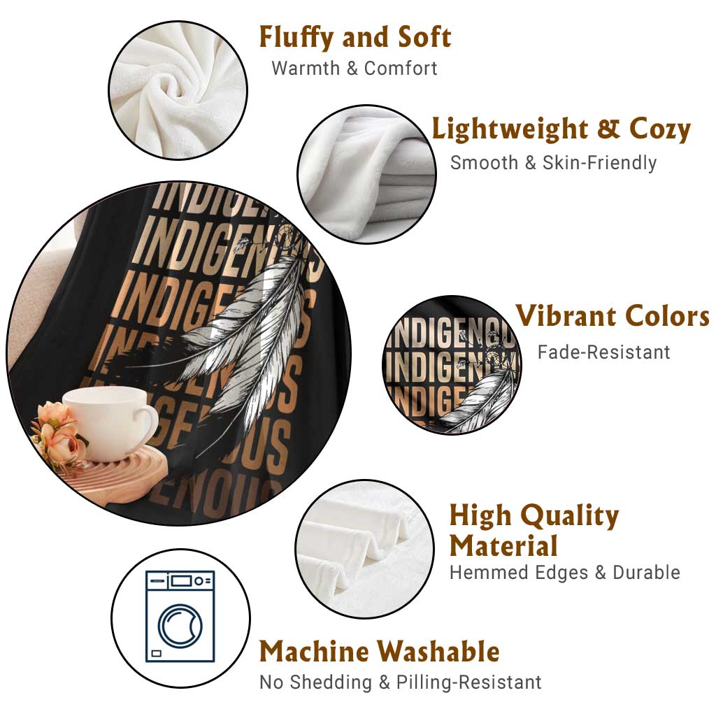 Indigenous Pride Throw Blanket Native American Heritage Feathers Dreamcatcher - Wonder Print Shop