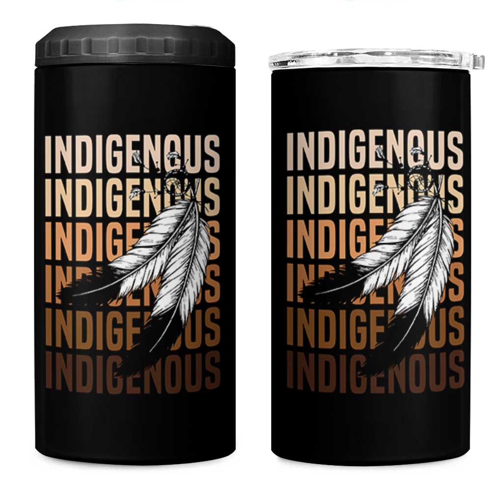Indigenous Pride 4 in 1 Can Cooler Tumbler Native American Heritage Feathers Dreamcatcher - Wonder Print Shop