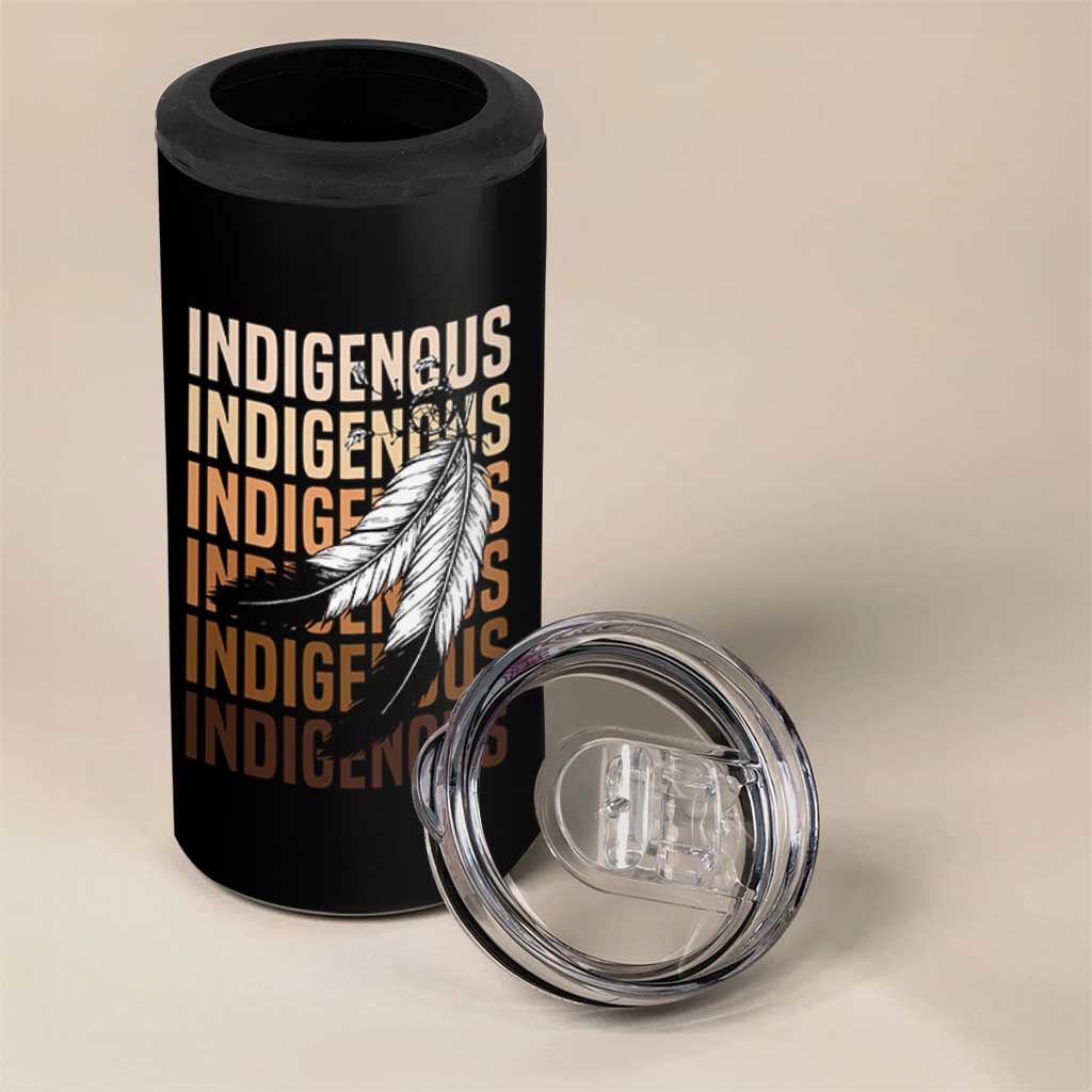 Indigenous Pride 4 in 1 Can Cooler Tumbler Native American Heritage Feathers Dreamcatcher - Wonder Print Shop