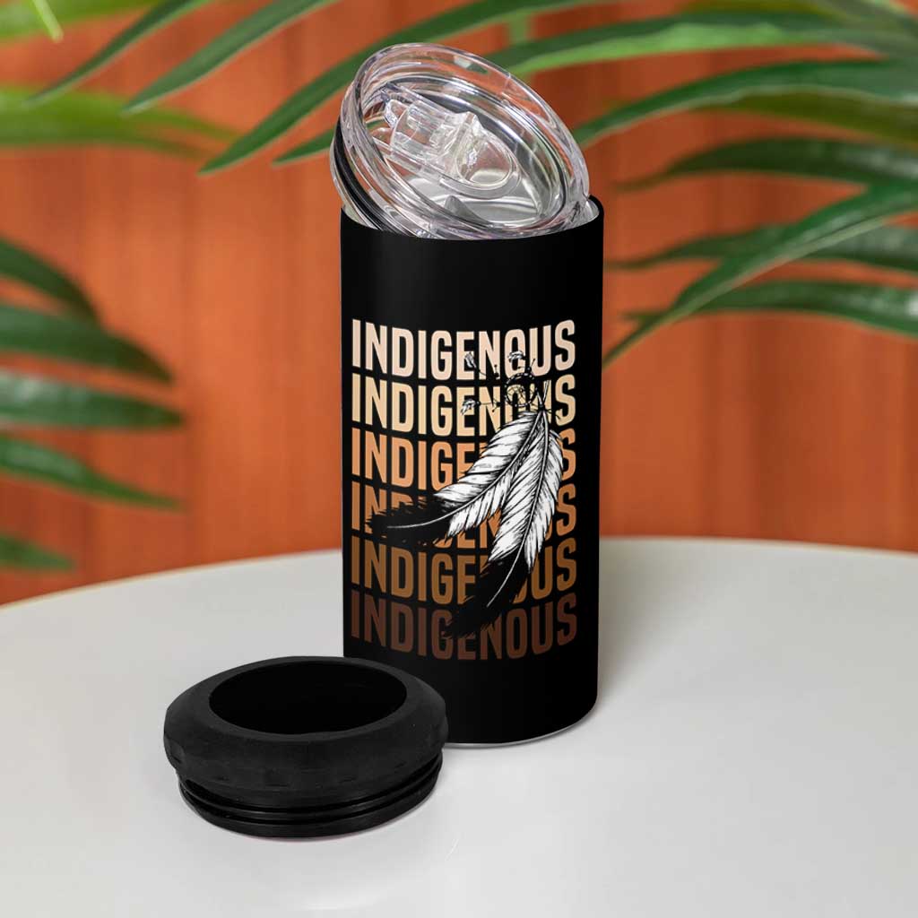 Indigenous Pride 4 in 1 Can Cooler Tumbler Native American Heritage Feathers Dreamcatcher - Wonder Print Shop