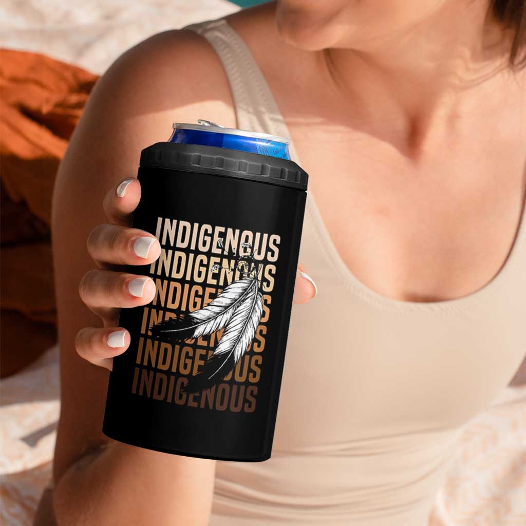 Indigenous Pride 4 in 1 Can Cooler Tumbler Native American Heritage Feathers Dreamcatcher - Wonder Print Shop