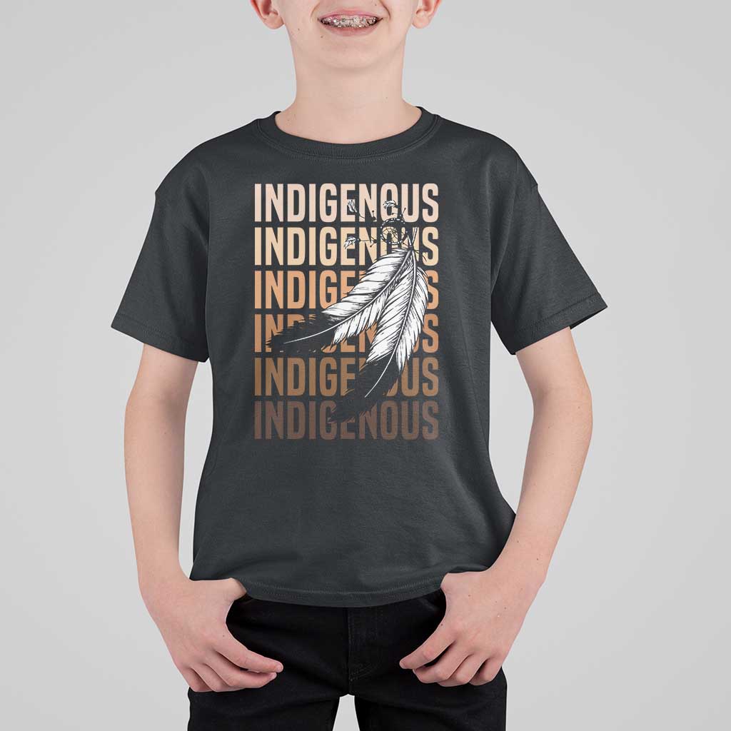 Indigenous Pride T Shirt For Kid Native American Heritage Feathers Dreamcatcher - Wonder Print Shop