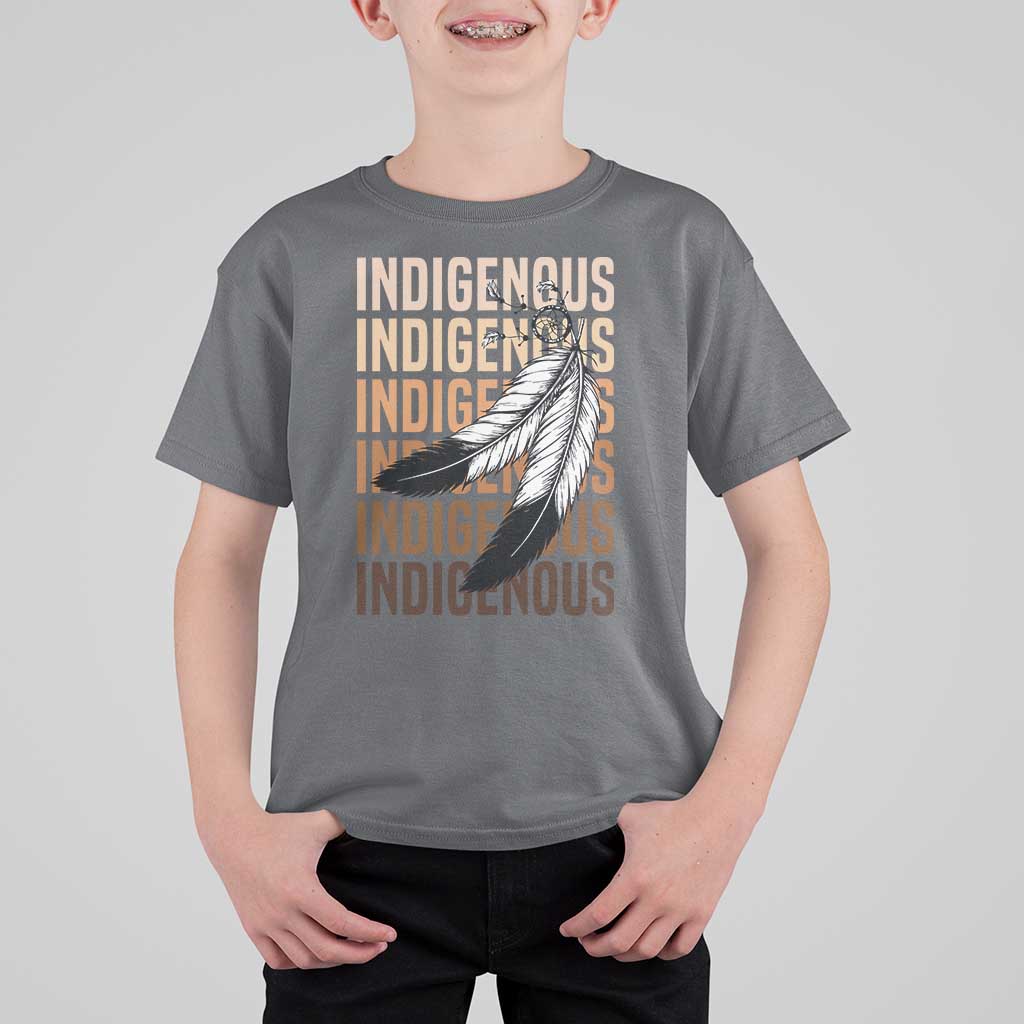 Indigenous Pride T Shirt For Kid Native American Heritage Feathers Dreamcatcher - Wonder Print Shop