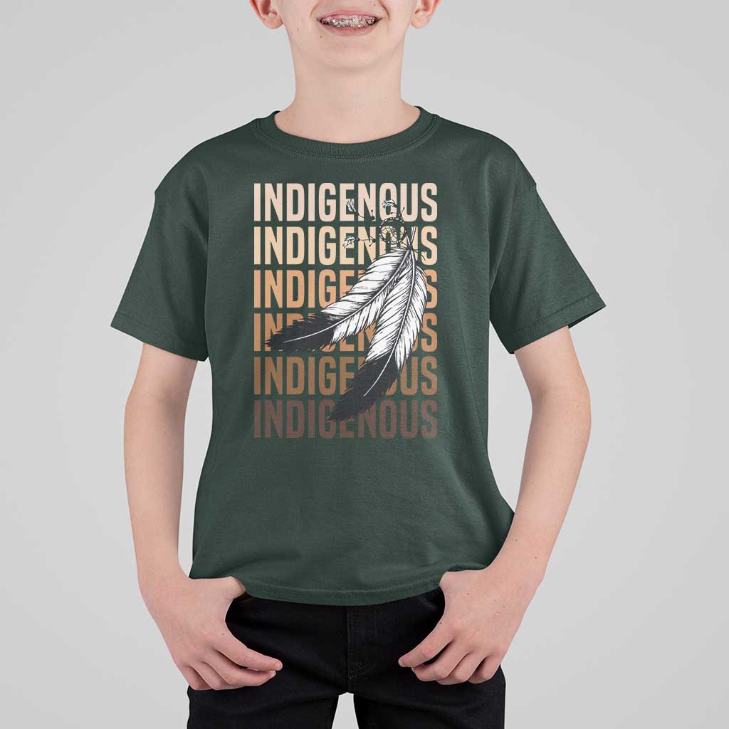 Indigenous Pride T Shirt For Kid Native American Heritage Feathers Dreamcatcher - Wonder Print Shop