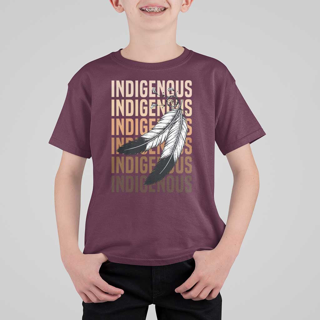 Indigenous Pride T Shirt For Kid Native American Heritage Feathers Dreamcatcher - Wonder Print Shop