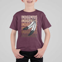 Indigenous Pride T Shirt For Kid Native American Heritage Feathers Dreamcatcher - Wonder Print Shop