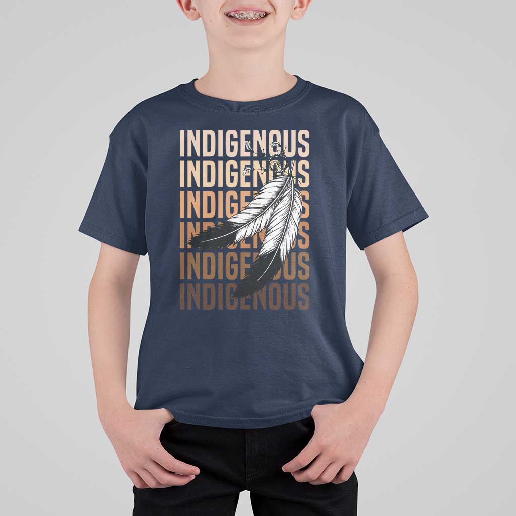 Indigenous Pride T Shirt For Kid Native American Heritage Feathers Dreamcatcher - Wonder Print Shop