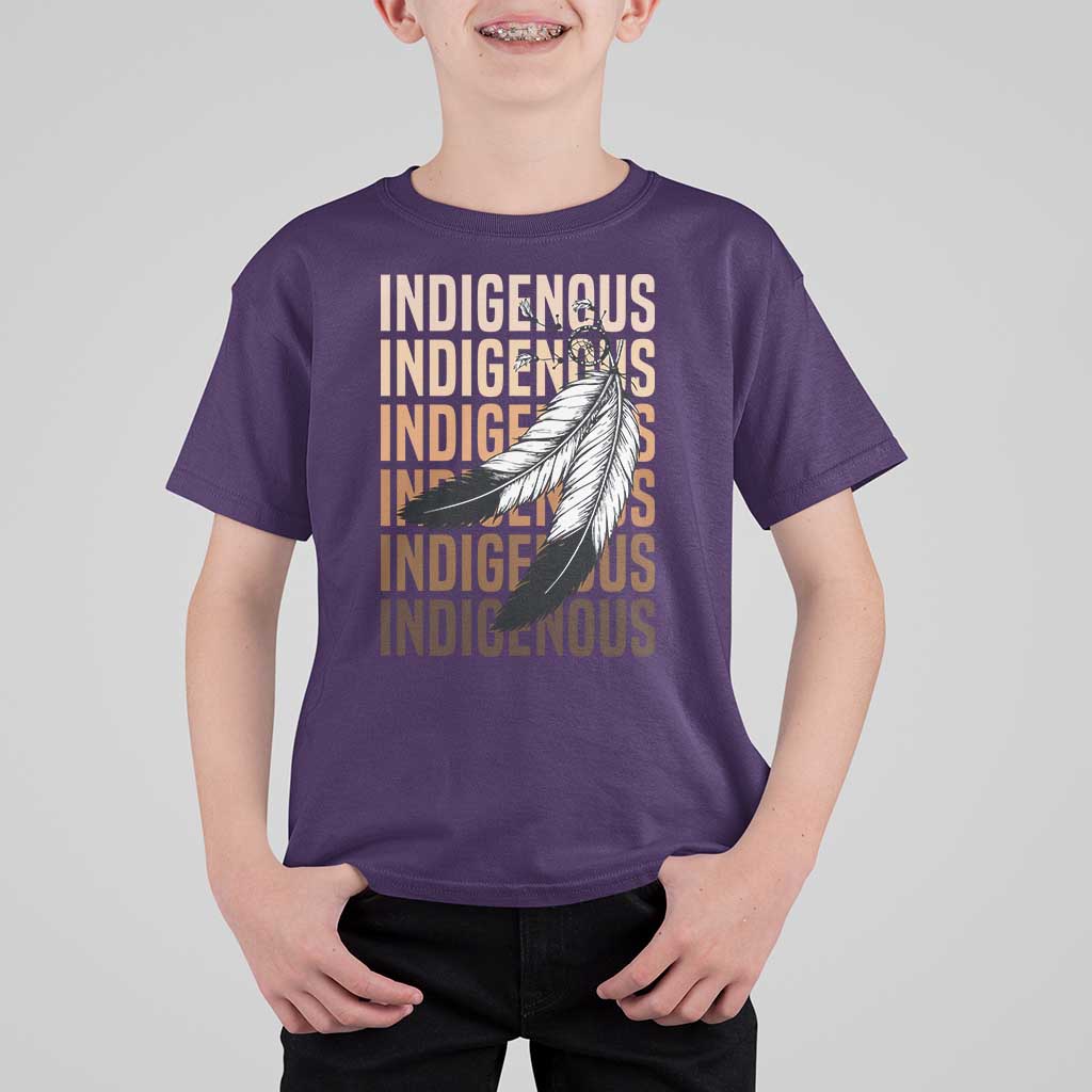 Indigenous Pride T Shirt For Kid Native American Heritage Feathers Dreamcatcher - Wonder Print Shop