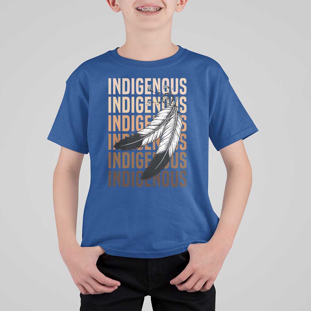 Indigenous Pride T Shirt For Kid Native American Heritage Feathers Dreamcatcher - Wonder Print Shop