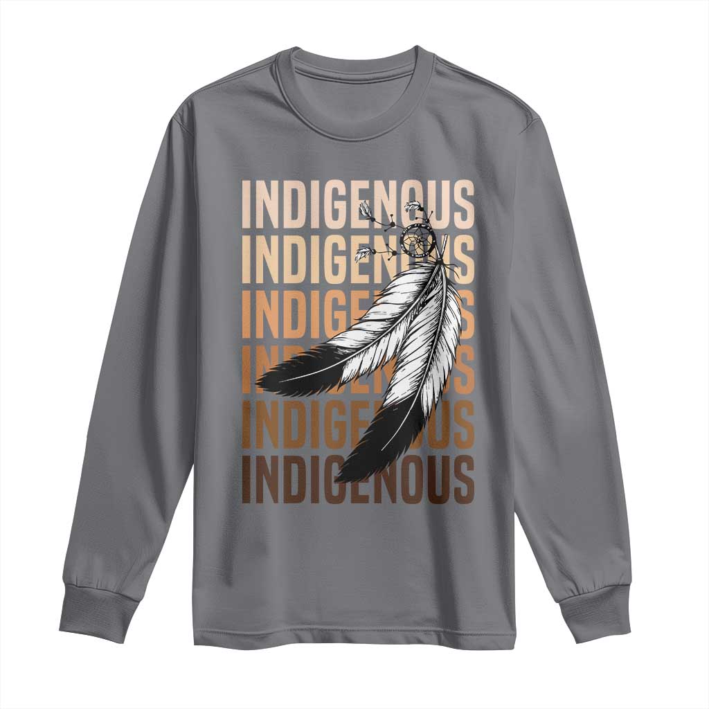 Indigenous Pride Long Sleeve Shirt Native American Heritage Feathers Dreamcatcher - Wonder Print Shop