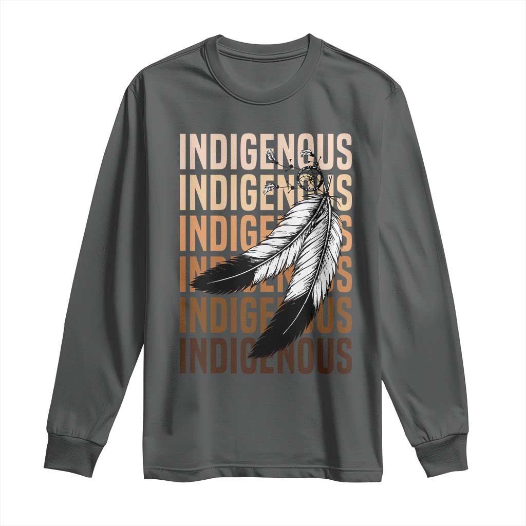 Indigenous Pride Long Sleeve Shirt Native American Heritage Feathers Dreamcatcher - Wonder Print Shop