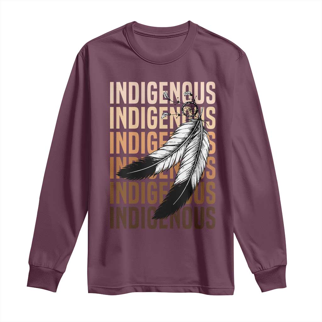 Indigenous Pride Long Sleeve Shirt Native American Heritage Feathers Dreamcatcher - Wonder Print Shop
