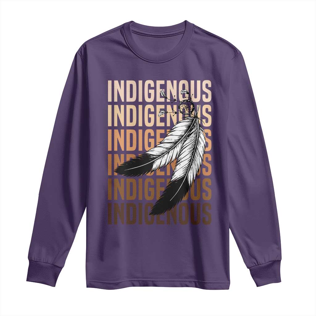 Indigenous Pride Long Sleeve Shirt Native American Heritage Feathers Dreamcatcher - Wonder Print Shop
