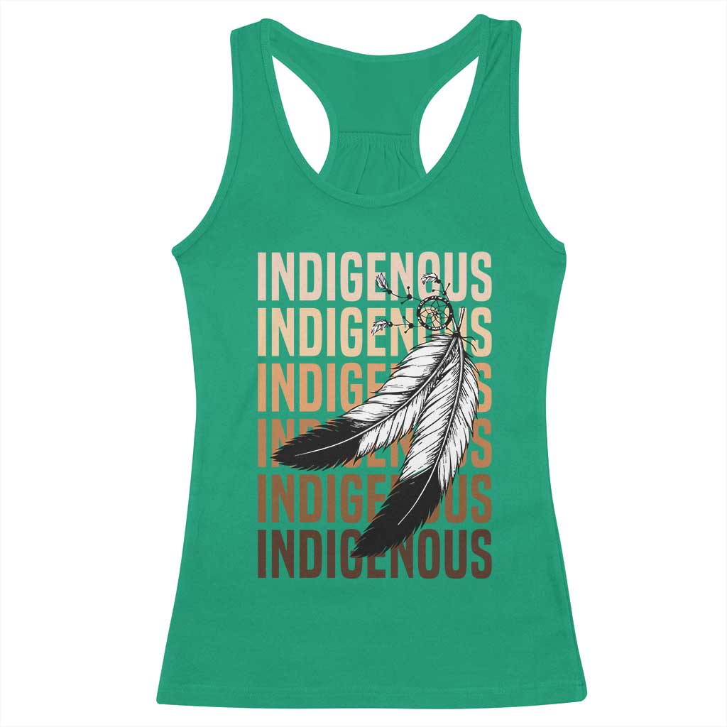 Indigenous Pride Racerback Tank Top Native American Heritage Feathers Dreamcatcher - Wonder Print Shop