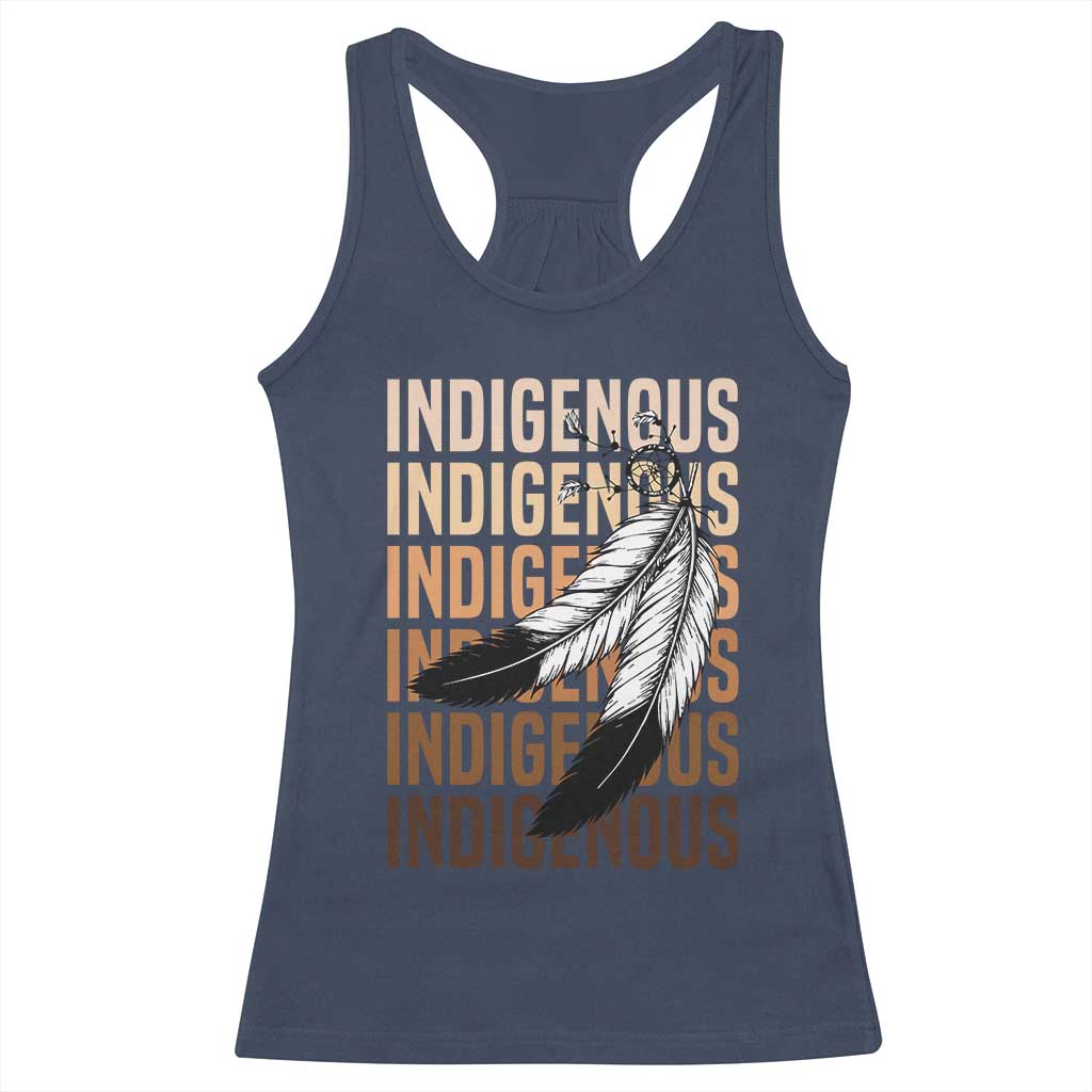Indigenous Pride Racerback Tank Top Native American Heritage Feathers Dreamcatcher - Wonder Print Shop