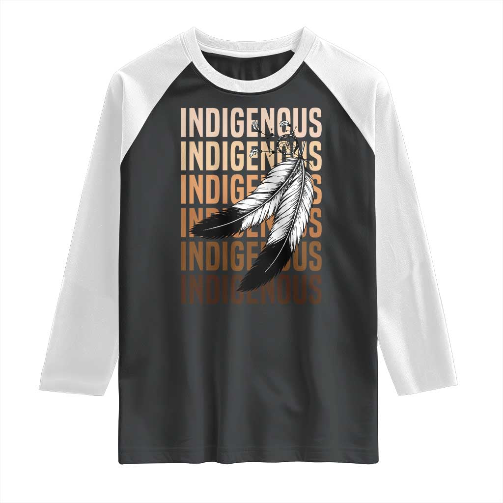 Indigenous Pride Raglan Shirt Native American Heritage Feathers Dreamcatcher - Wonder Print Shop