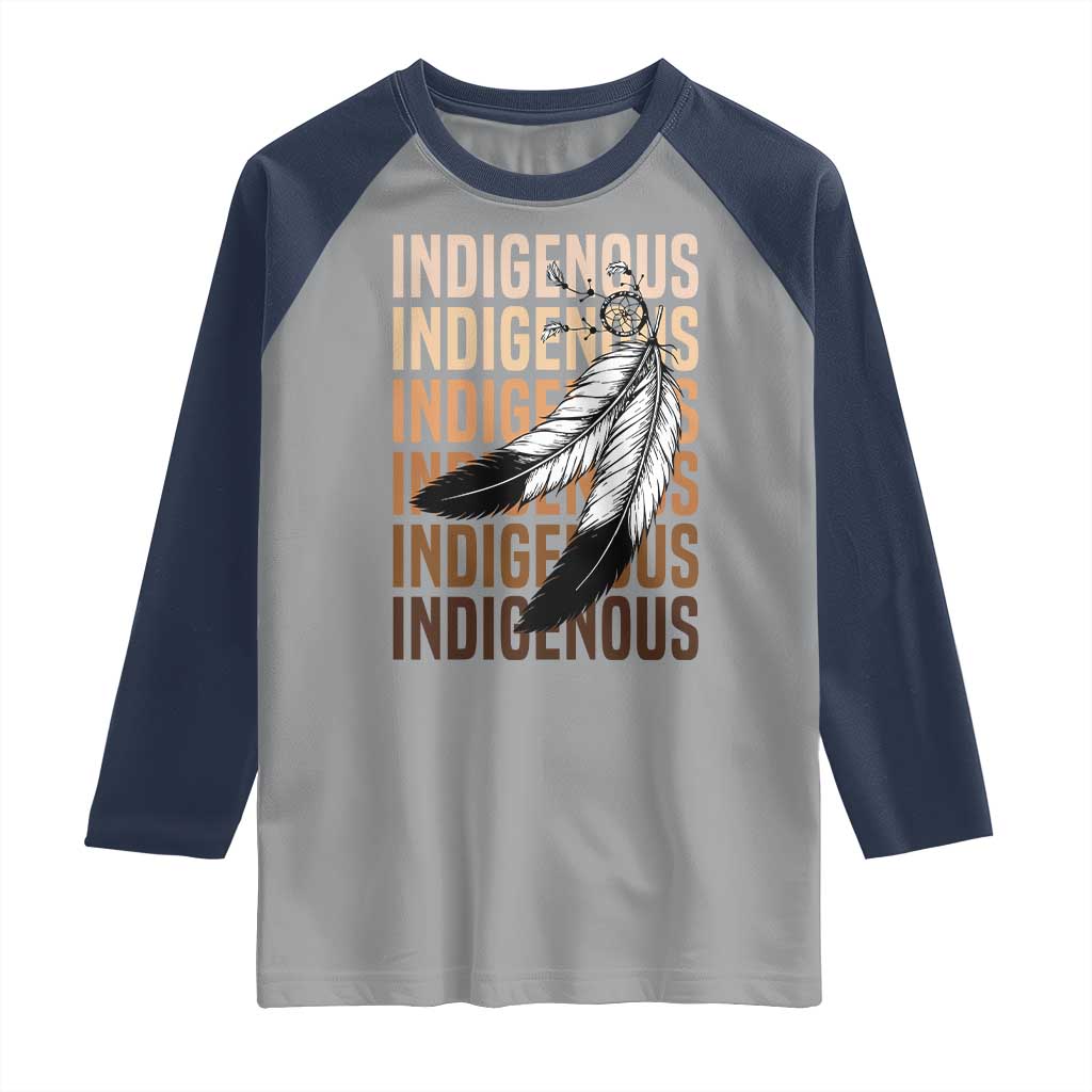Indigenous Pride Raglan Shirt Native American Heritage Feathers Dreamcatcher - Wonder Print Shop